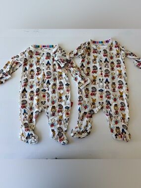 Magnetic Me White Footed One-Piece with Colorful Puppy Print- preemie